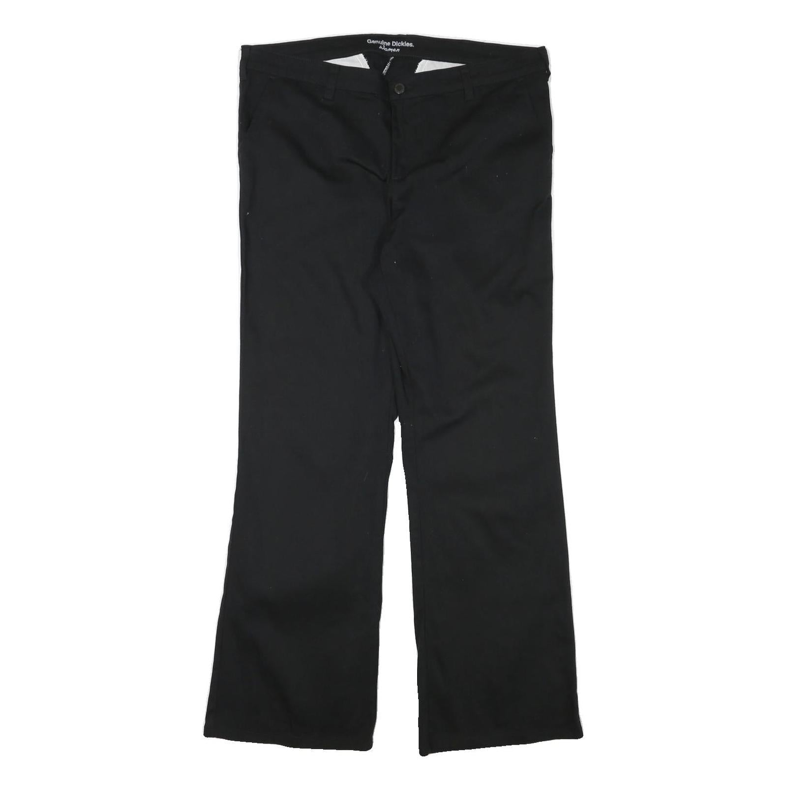 DICKIES Womens Black Regular Fit Straight Leg Trousers W36 L31 Zip Cotton Blend