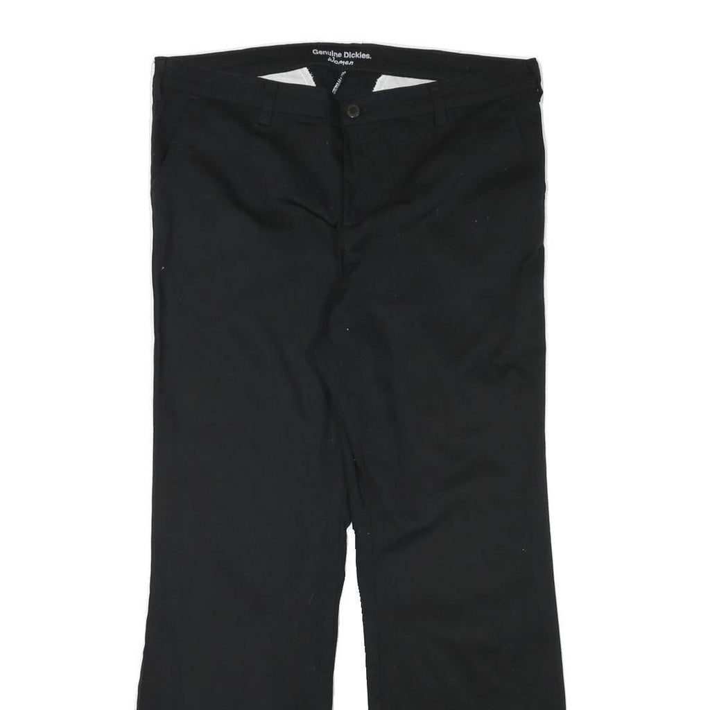 DICKIES Womens Black Regular Fit Straight Leg Trousers W36 L31 Zip Cotton Blend