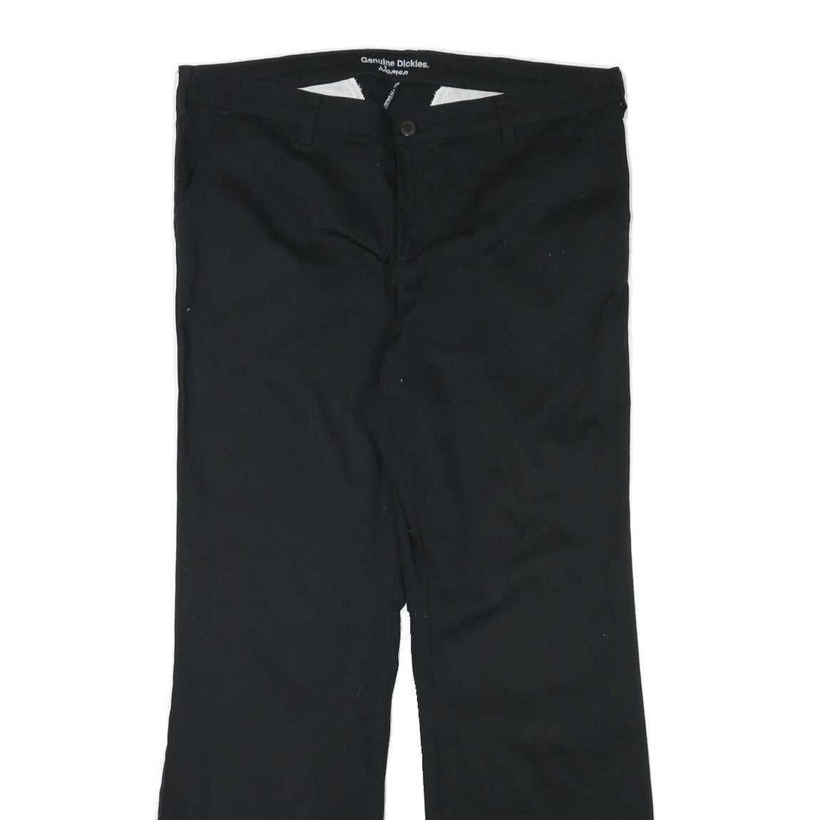 DICKIES Womens Black Regular Fit Straight Leg Trousers W36 L31 Zip Cotton Blend