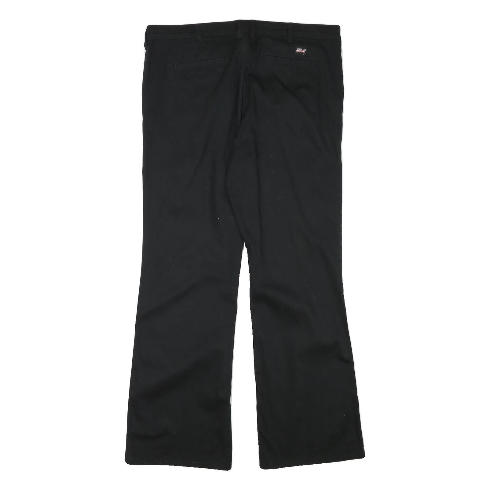 DICKIES Womens Black Regular Fit Straight Leg Trousers W36 L31 Zip Cotton Blend