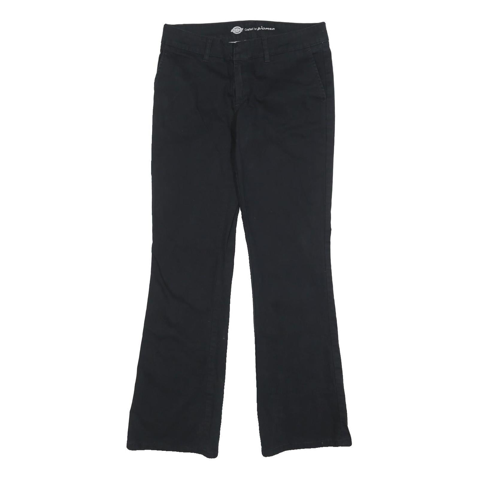 DICKIES Womens Cotton Blend Black Slim Trousers W30 L30 Casual Zip Closure