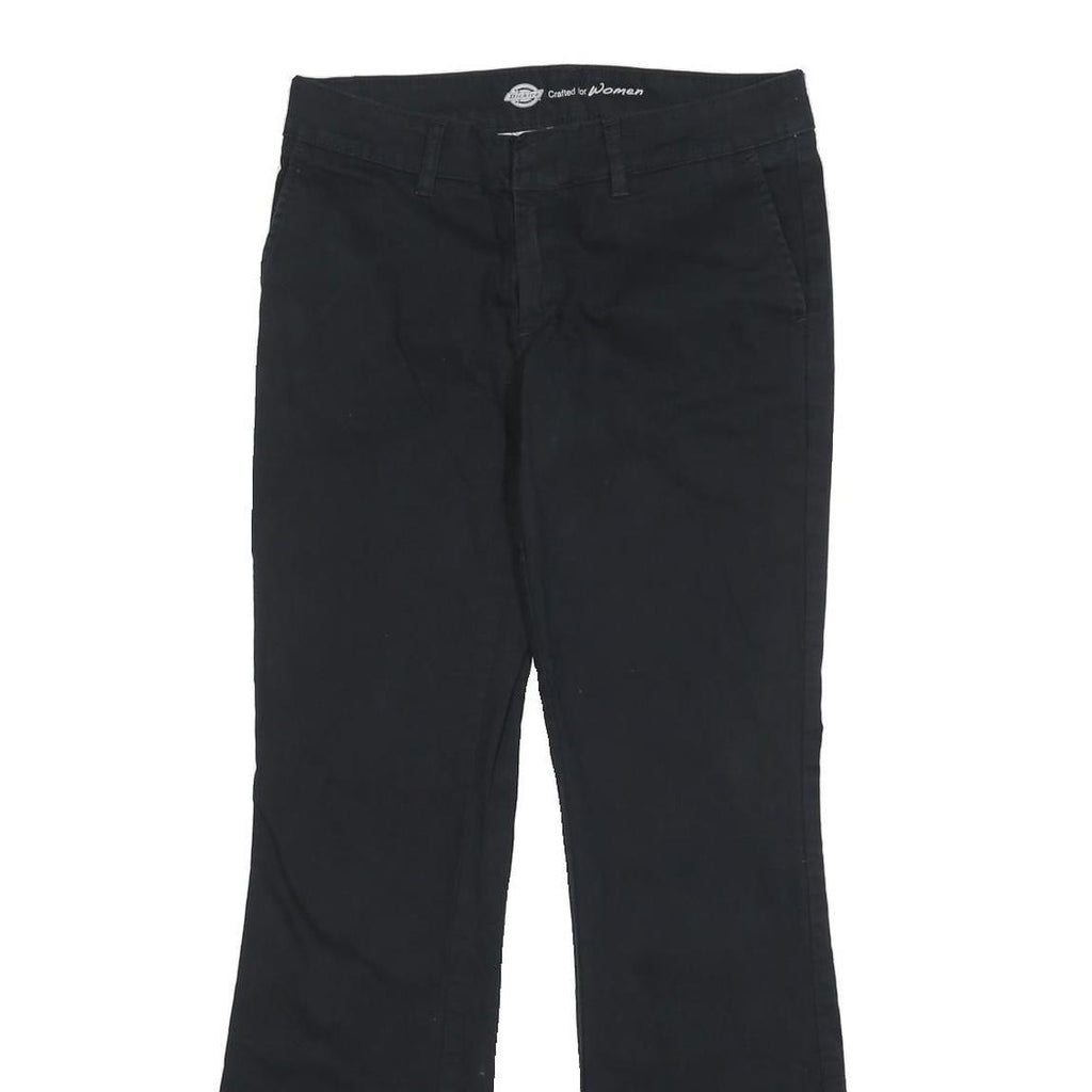 DICKIES Womens Cotton Blend Black Slim Trousers W30 L30 Casual Zip Closure