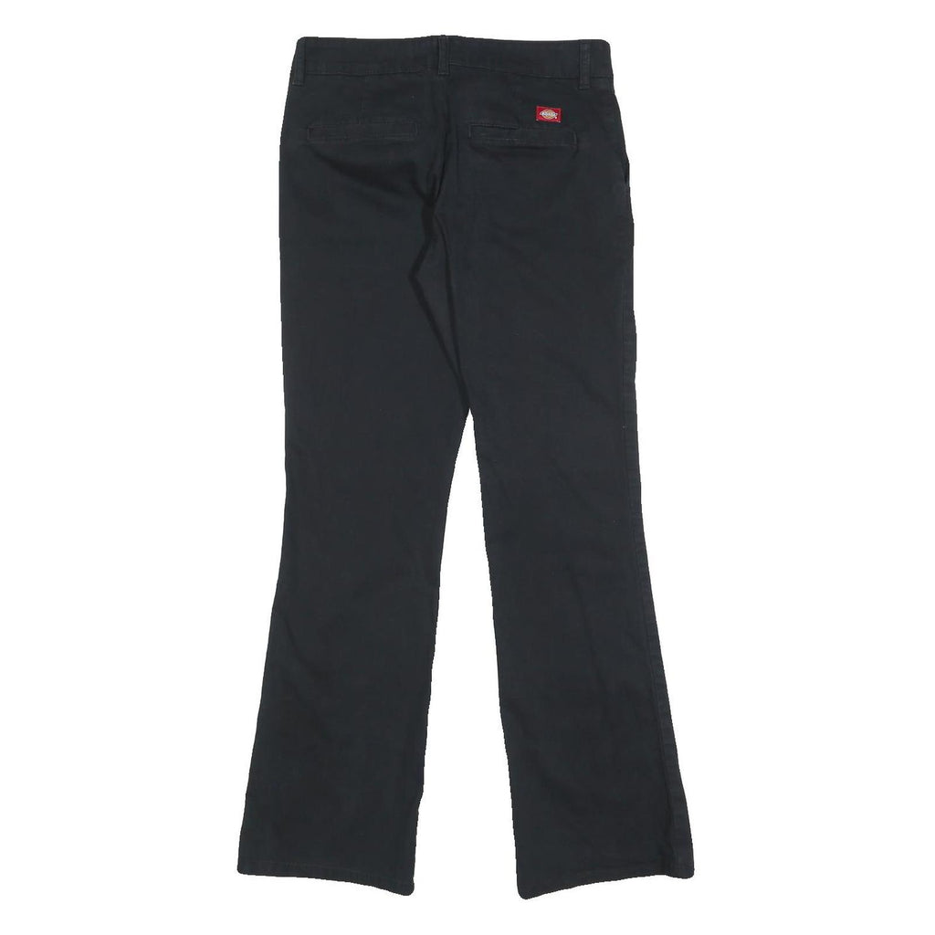 DICKIES Womens Cotton Blend Black Slim Trousers W30 L30 Casual Zip Closure