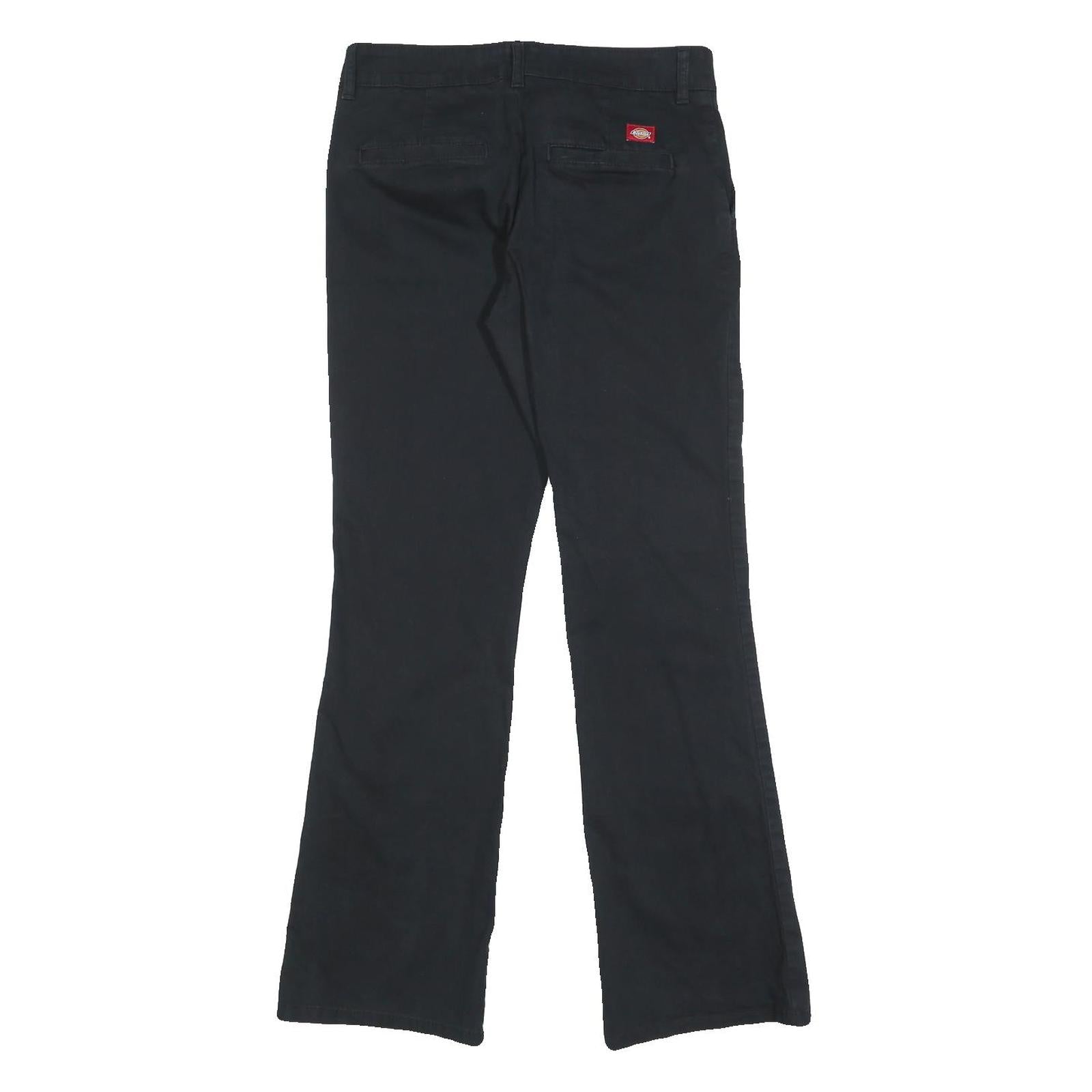 DICKIES Womens Cotton Blend Black Slim Trousers W30 L30 Casual Zip Closure