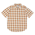 CARHARTT Mens Beige & Orange Check Shirt L Cotton Blend Casual Button-Down Short