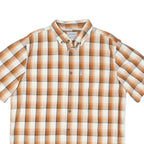 CARHARTT Mens Beige & Orange Check Shirt L Cotton Blend Casual Button-Down Short