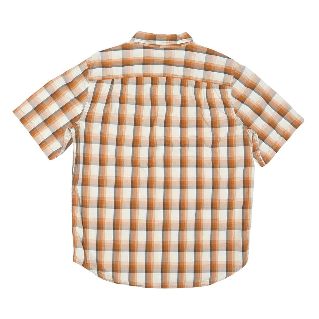 CARHARTT Mens Beige & Orange Check Shirt L Cotton Blend Casual Button-Down Short