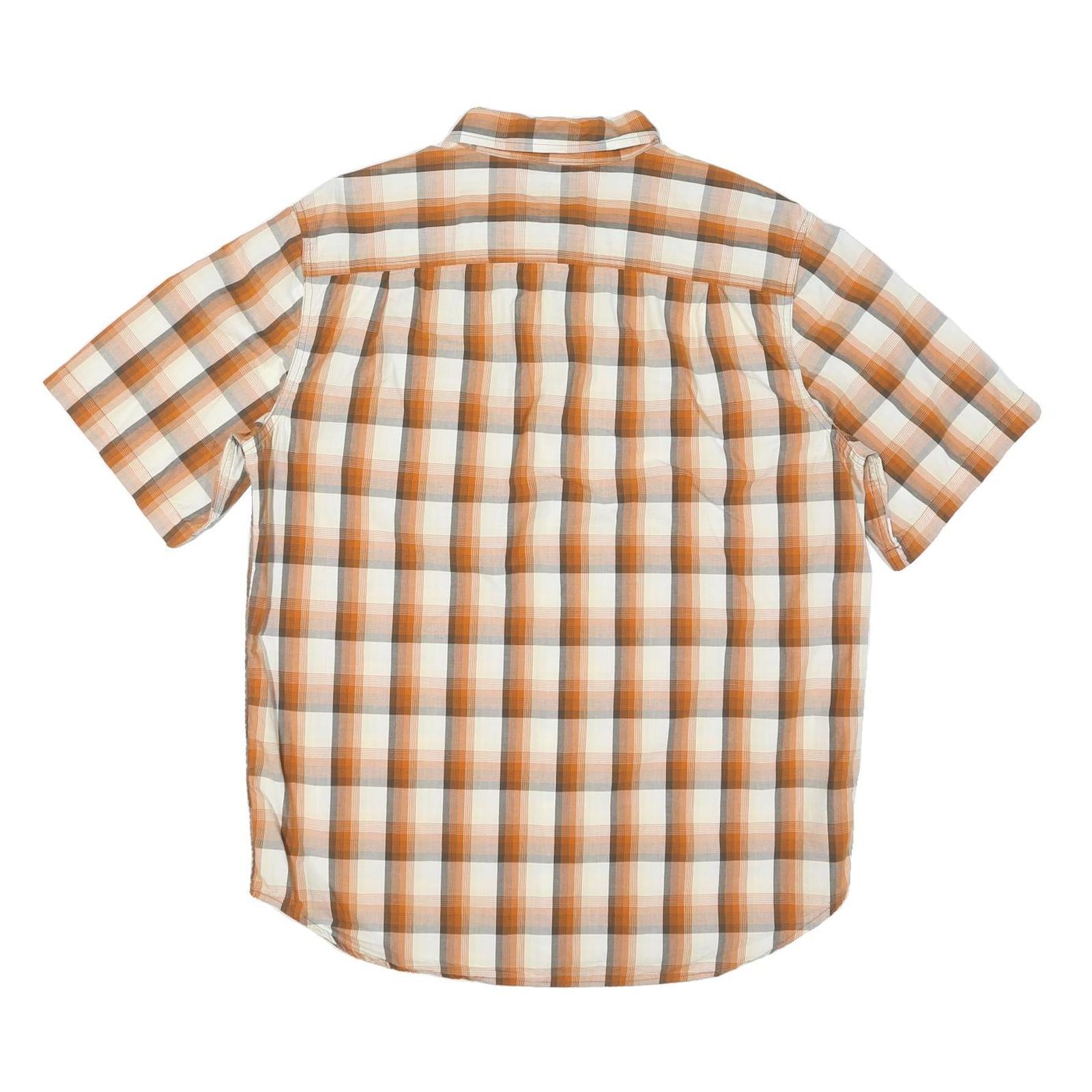 CARHARTT Mens Beige & Orange Check Shirt L Cotton Blend Casual Button-Down Short