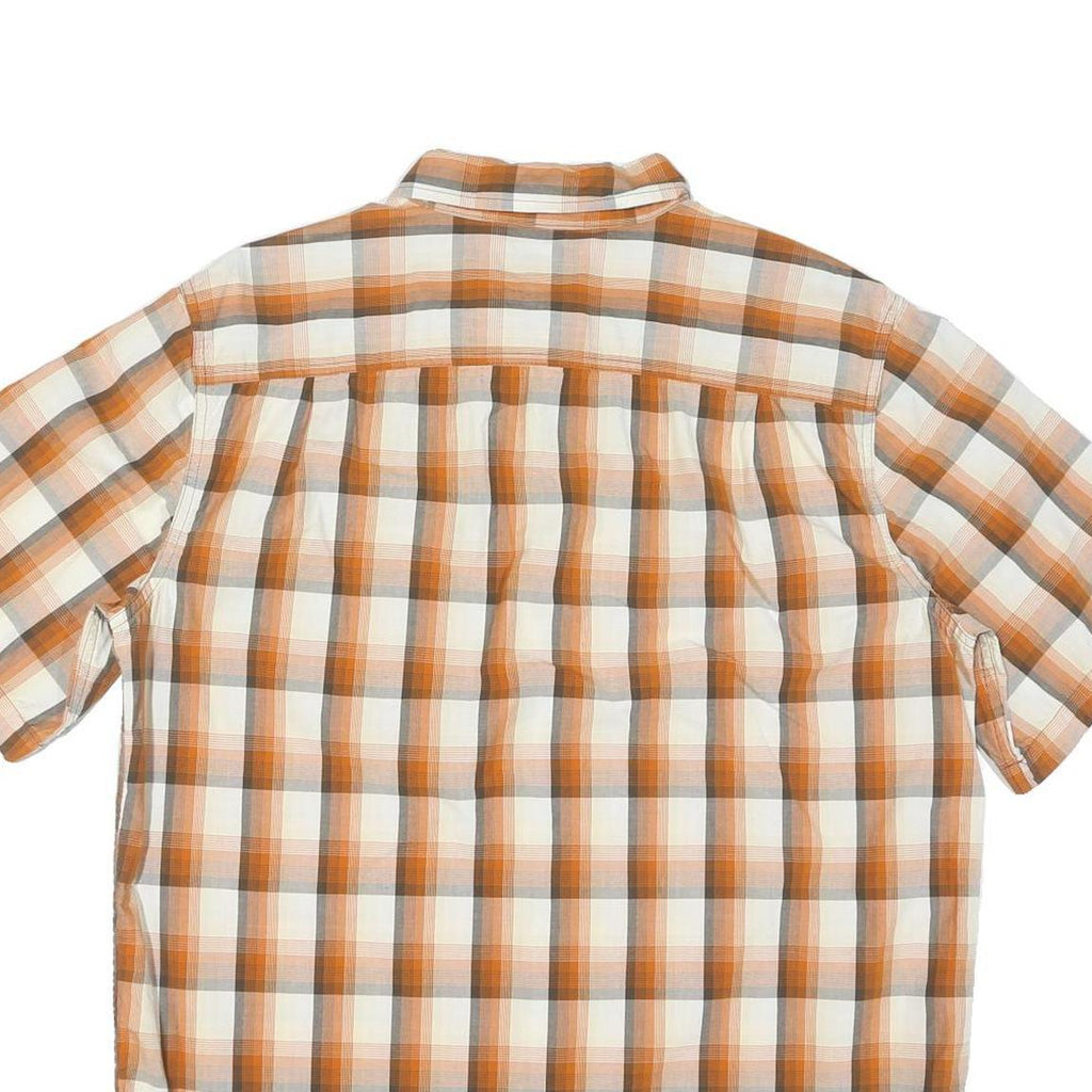 CARHARTT Mens Beige & Orange Check Shirt L Cotton Blend Casual Button-Down Short