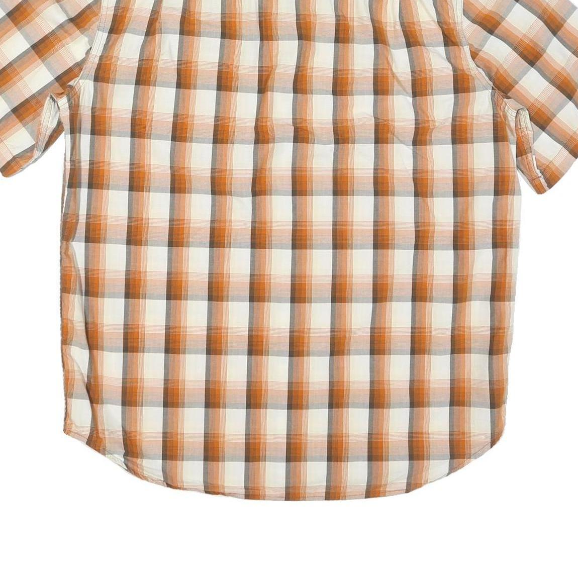CARHARTT Mens Beige & Orange Check Shirt L Cotton Blend Casual Button-Down Short