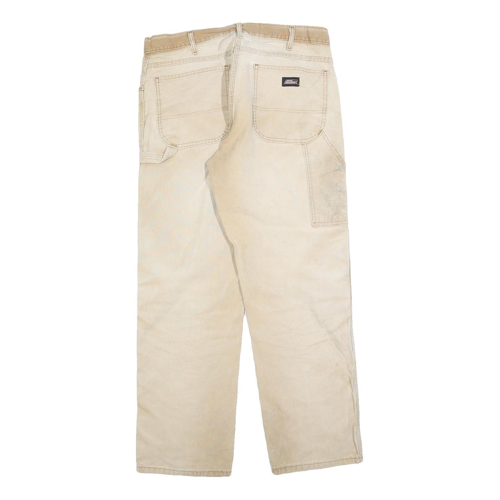 CARHARTT Mens Relaxed Beige Cotton Blend Trousers W34 L32 Workwear Utility