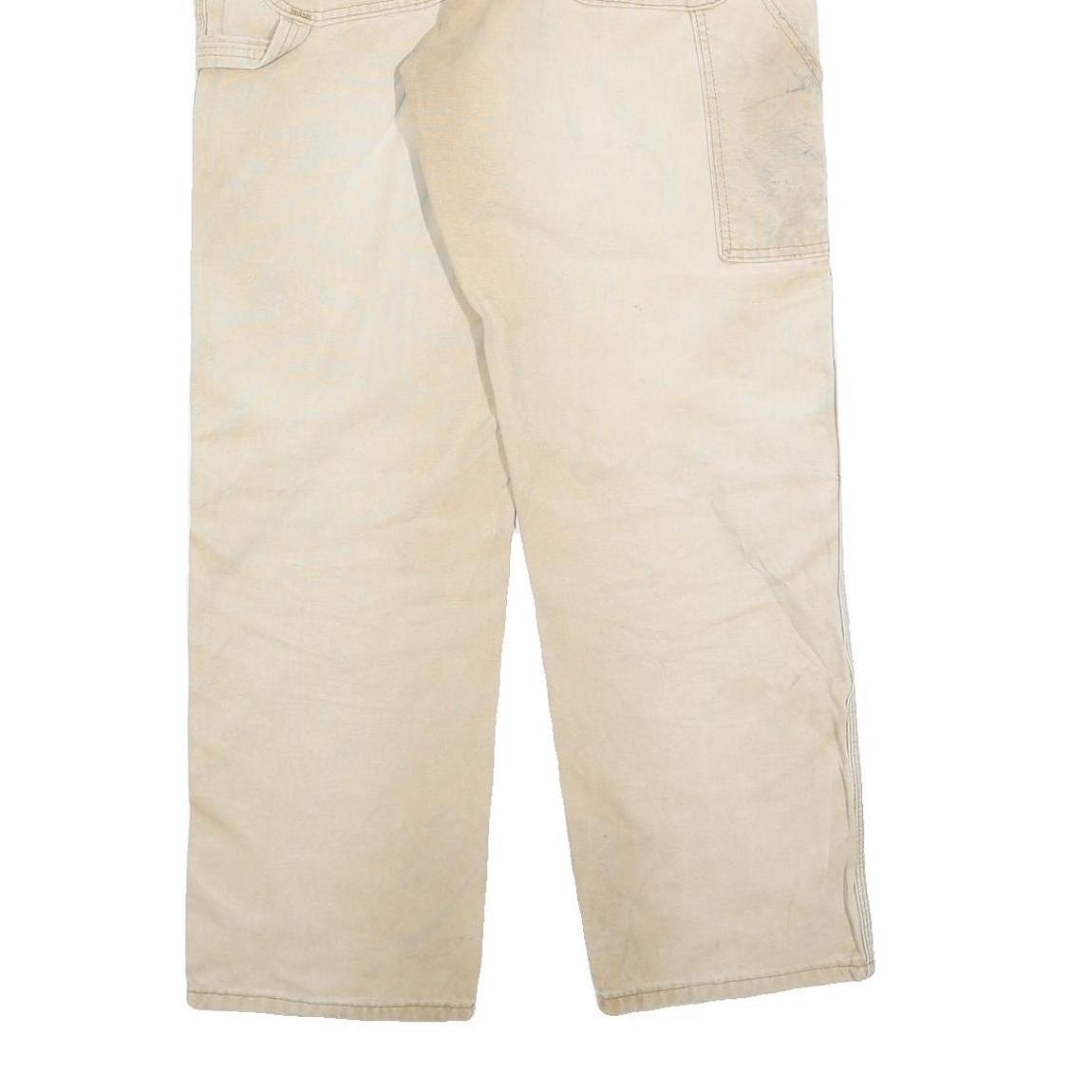 CARHARTT Mens Relaxed Beige Cotton Blend Trousers W34 L32 Workwear Utility