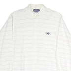 RALPH LAUREN Mens White & Blue Stripe Shirt XL Button Down Collar Cotton