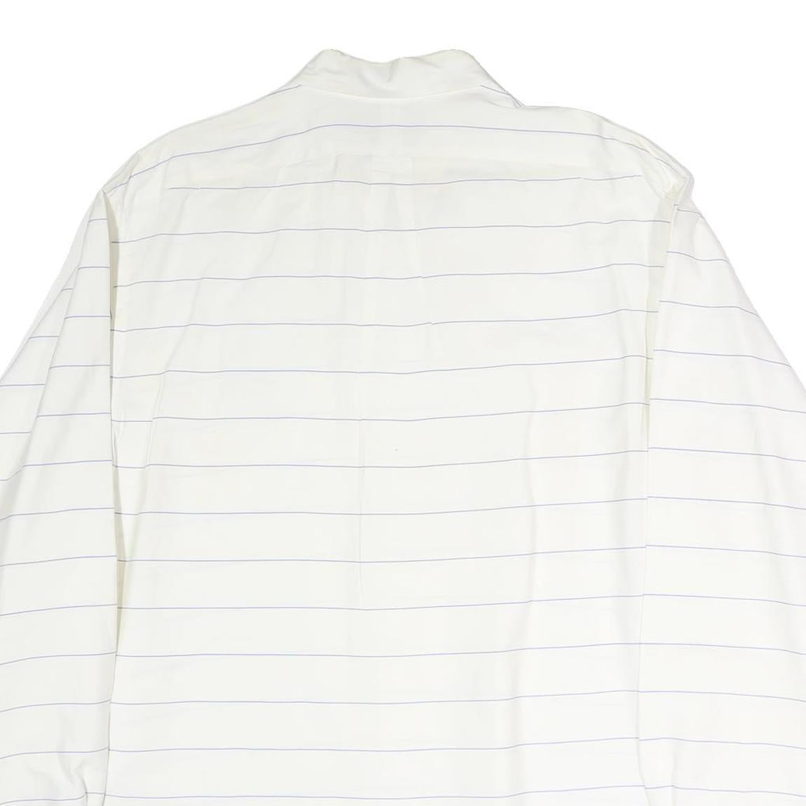 RALPH LAUREN Mens White & Blue Stripe Shirt XL Button Down Collar Cotton