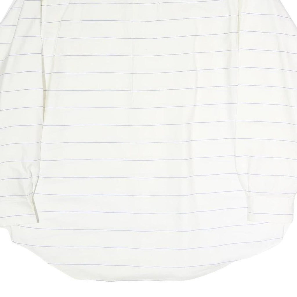 RALPH LAUREN Mens White & Blue Stripe Shirt XL Button Down Collar Cotton