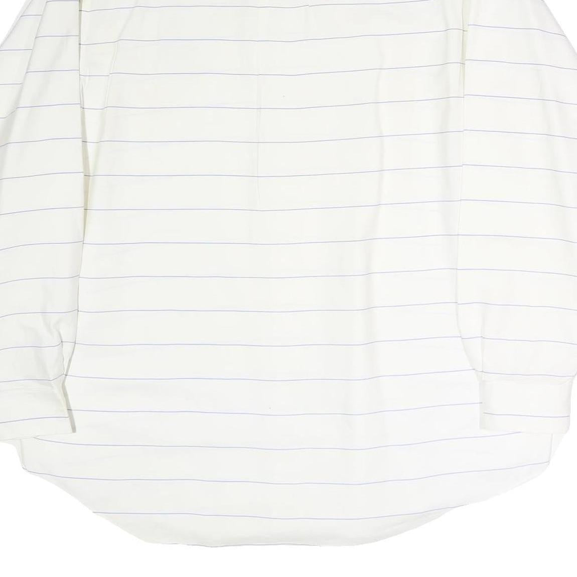 RALPH LAUREN Mens White & Blue Stripe Shirt XL Button Down Collar Cotton