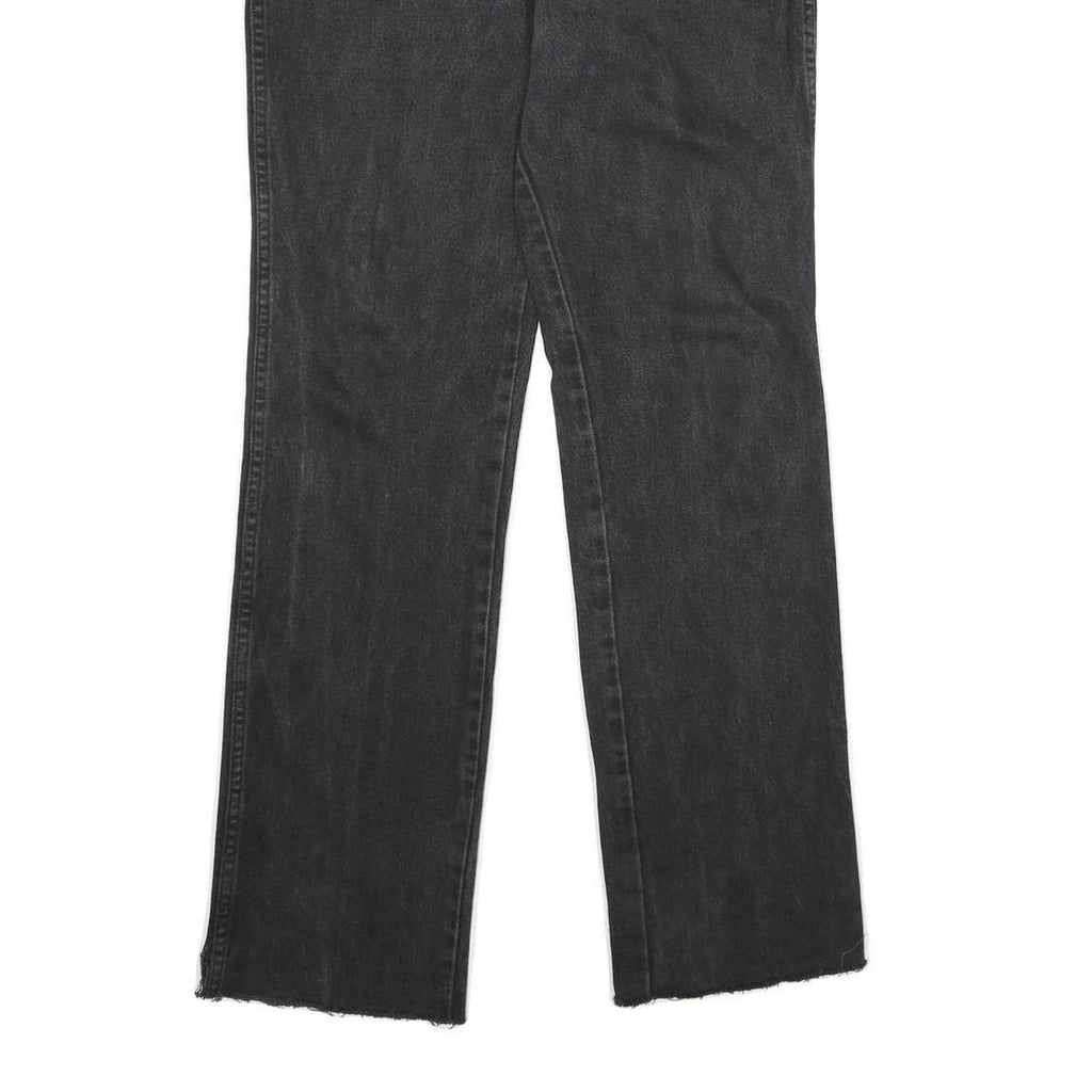 WRANGLER Mens Black Regular Straight Denim W34 L34 Cotton Zip Jeans Raw Hem