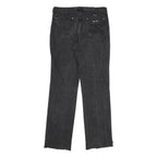 WRANGLER Mens Black Regular Straight Denim W34 L34 Cotton Zip Jeans Raw Hem