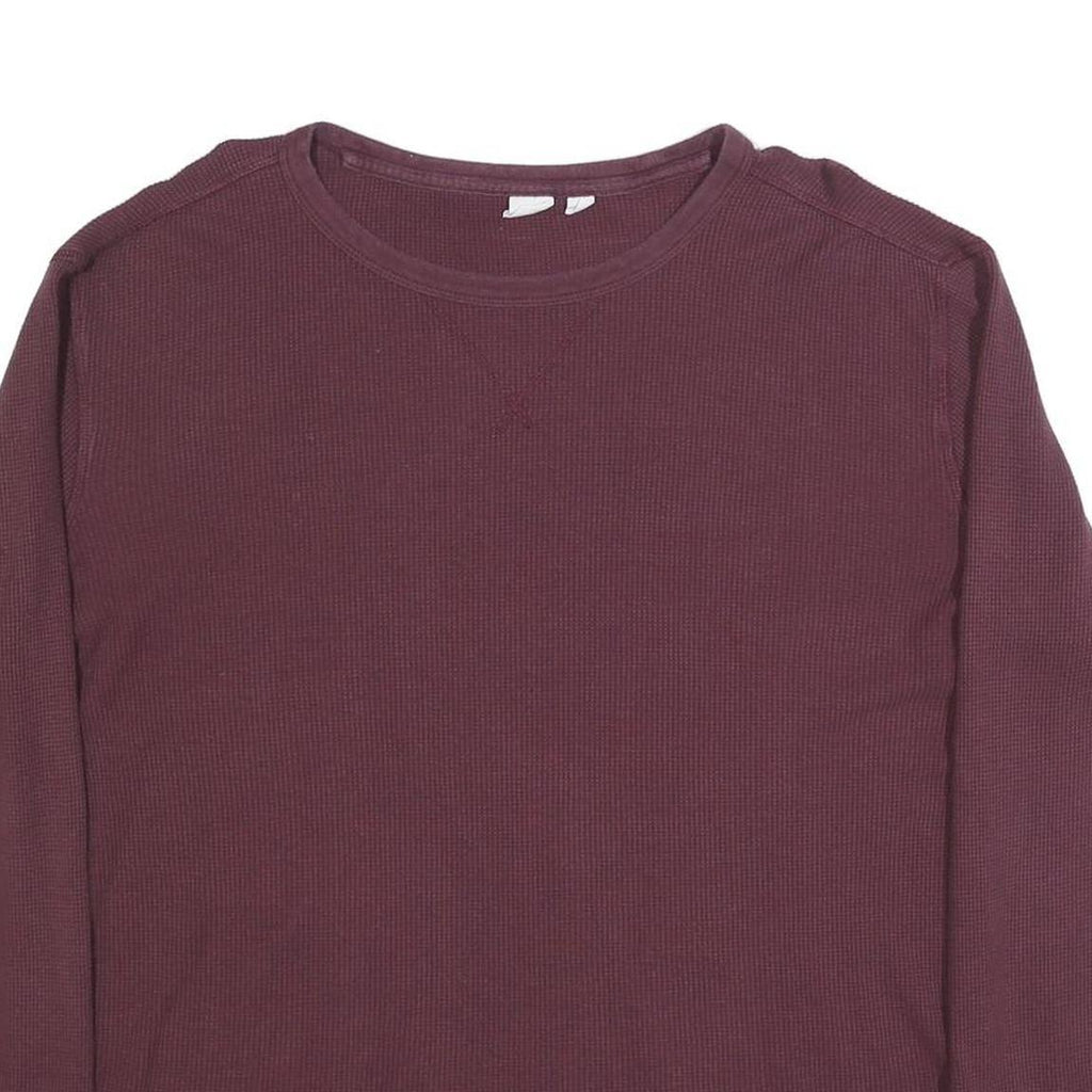 GAP Mens Maroon Plain Cotton Blend Thermal Jumper Crew Neck Basic Knit XL Casual