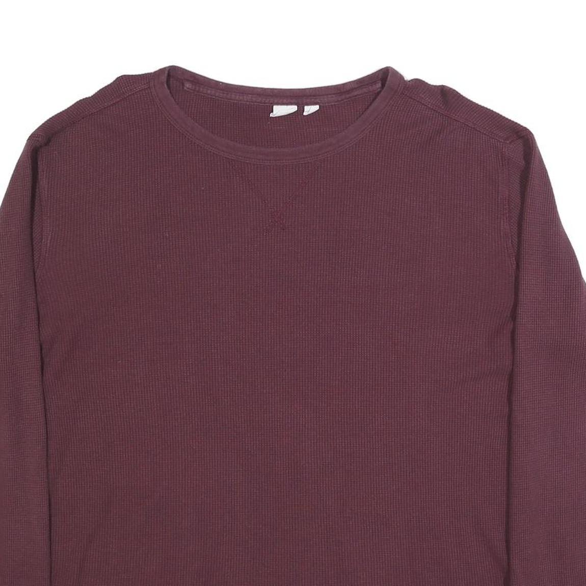GAP Mens Maroon Plain Cotton Blend Thermal Jumper Crew Neck Basic Knit XL Casual