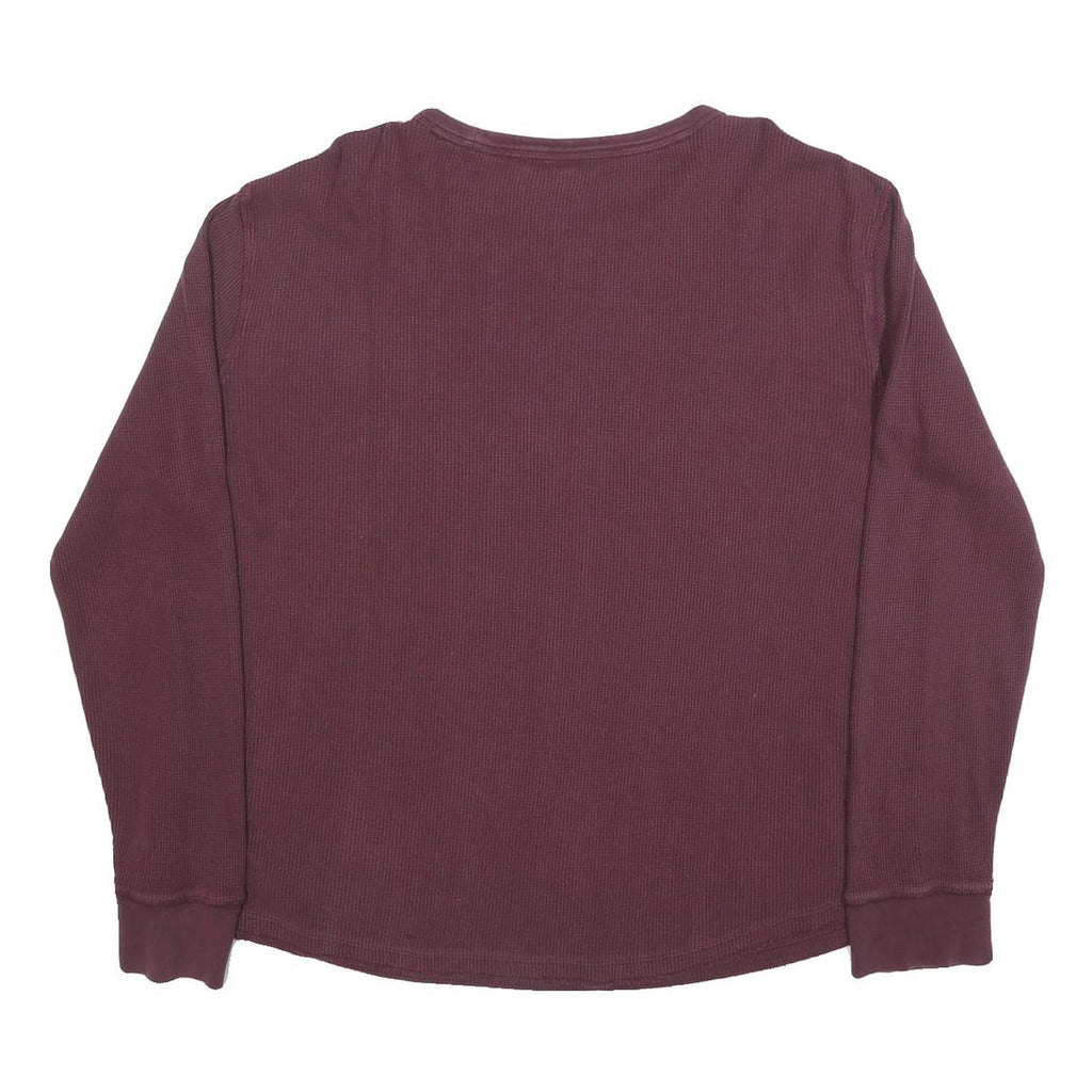 GAP Mens Maroon Plain Cotton Blend Thermal Jumper Crew Neck Basic Knit XL Casual