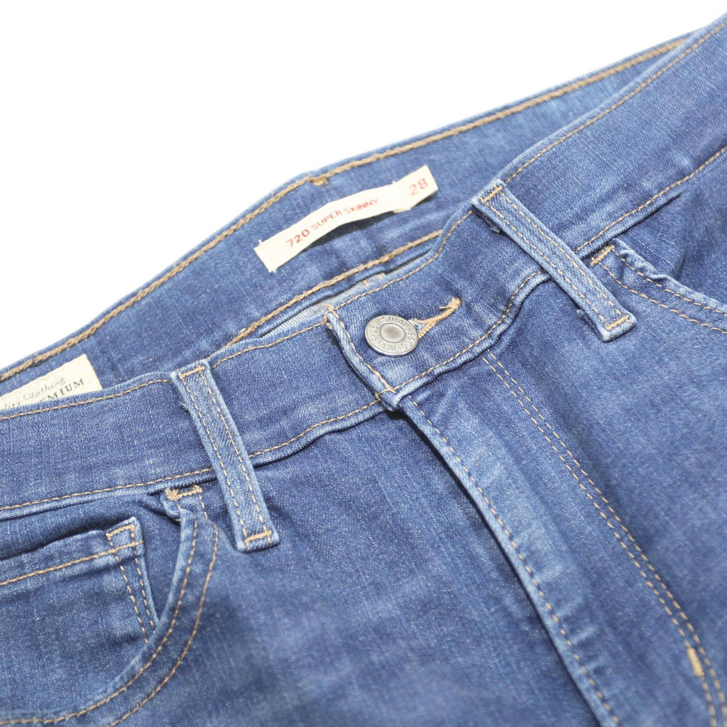 LEVI'S 720 Big E Womens Jeans Blue Slim Skinny Denim Rinse W28 L30 Stretch
