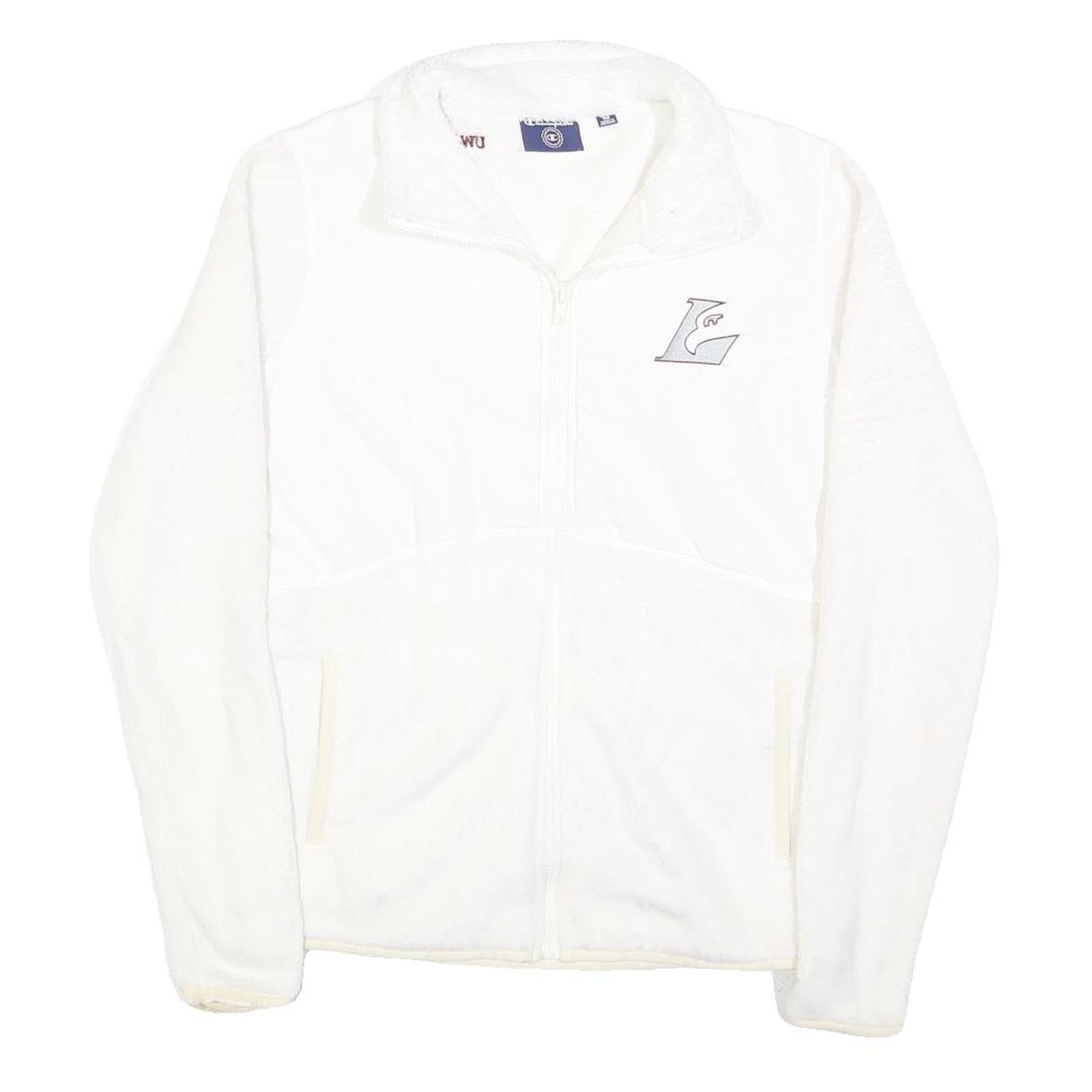 CHAMPION Womens White Zip Jacket M Polyester Plain Casual Comfort Soft Fleece