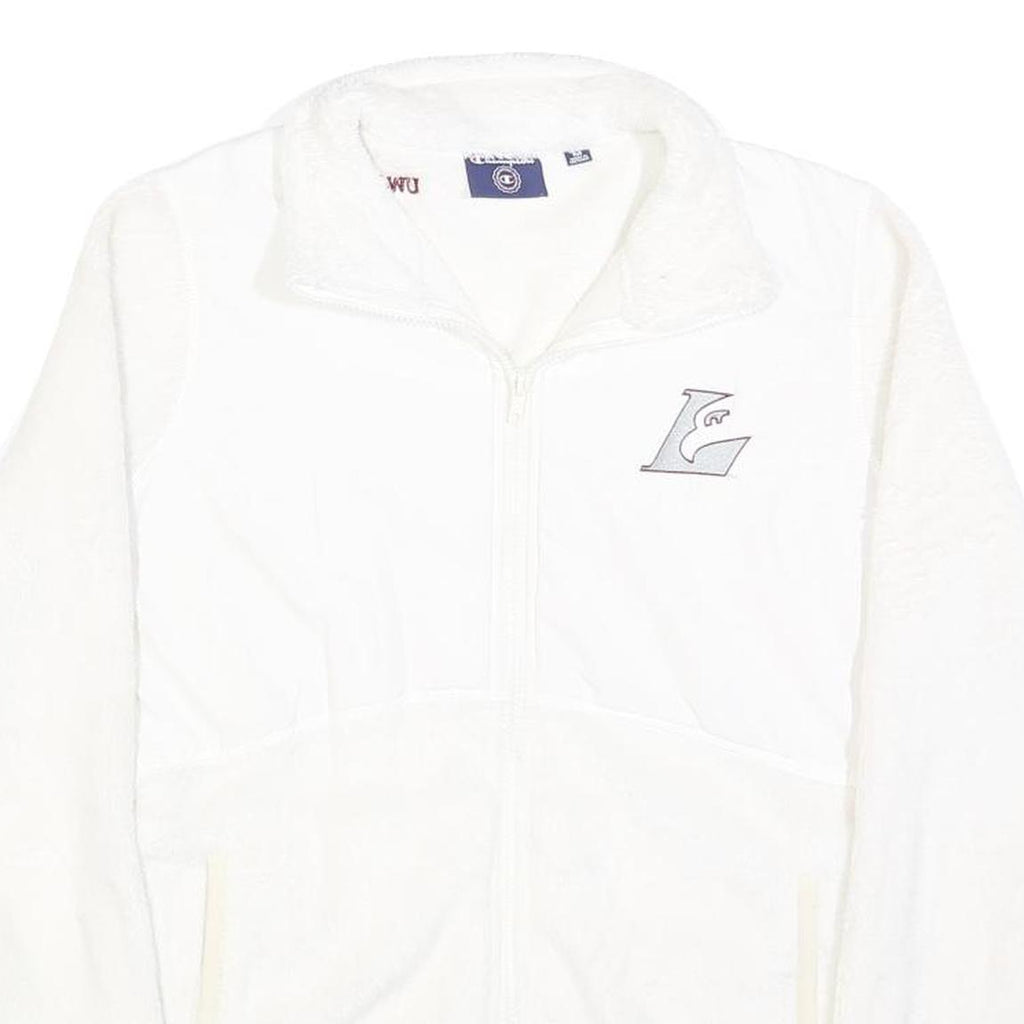 CHAMPION Womens White Zip Jacket M Polyester Plain Casual Comfort Soft Fleece