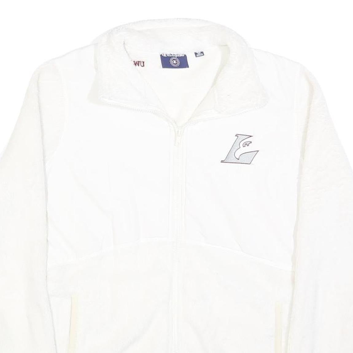 CHAMPION Womens White Zip Jacket M Polyester Plain Casual Comfort Soft Fleece