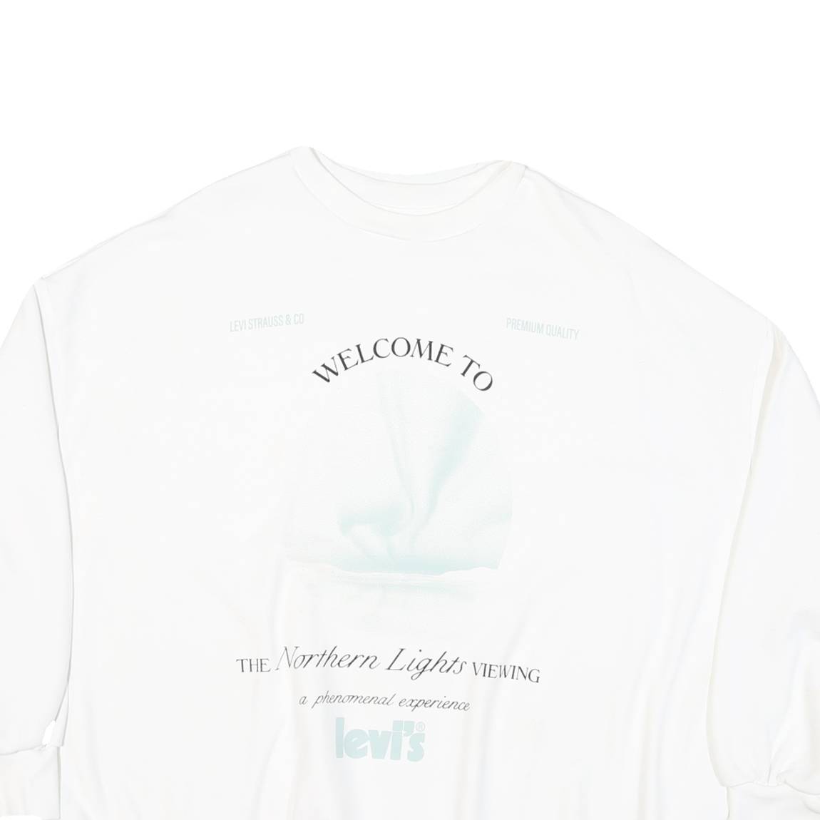 LEVI'S Mens White L Northern Lights Viewing Graphic Crew Neck Sweatshirt Cotton