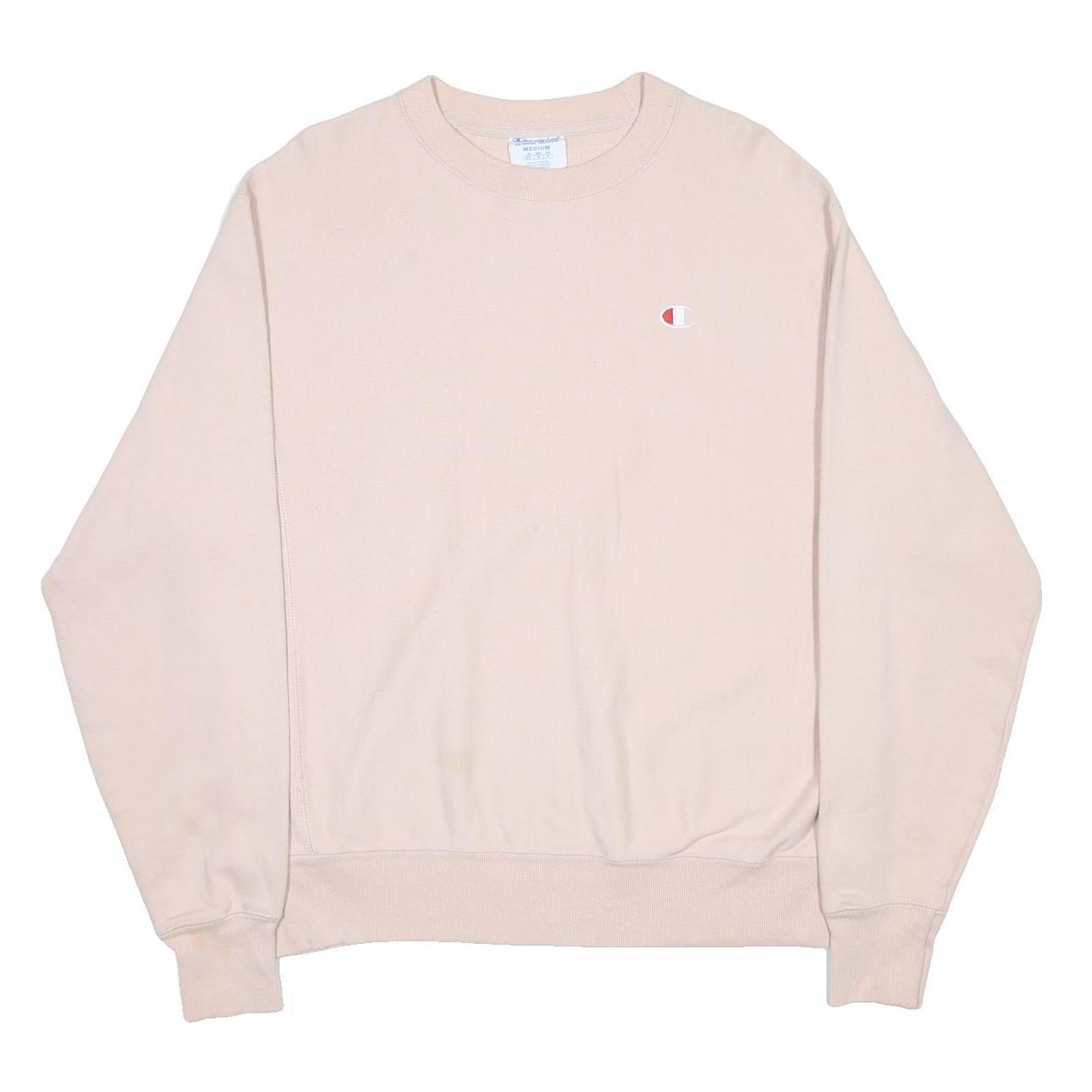 CHAMPION REVERSE WEAVE Mens Cream Sweatshirt M Cotton Blend Classic Logo Crew