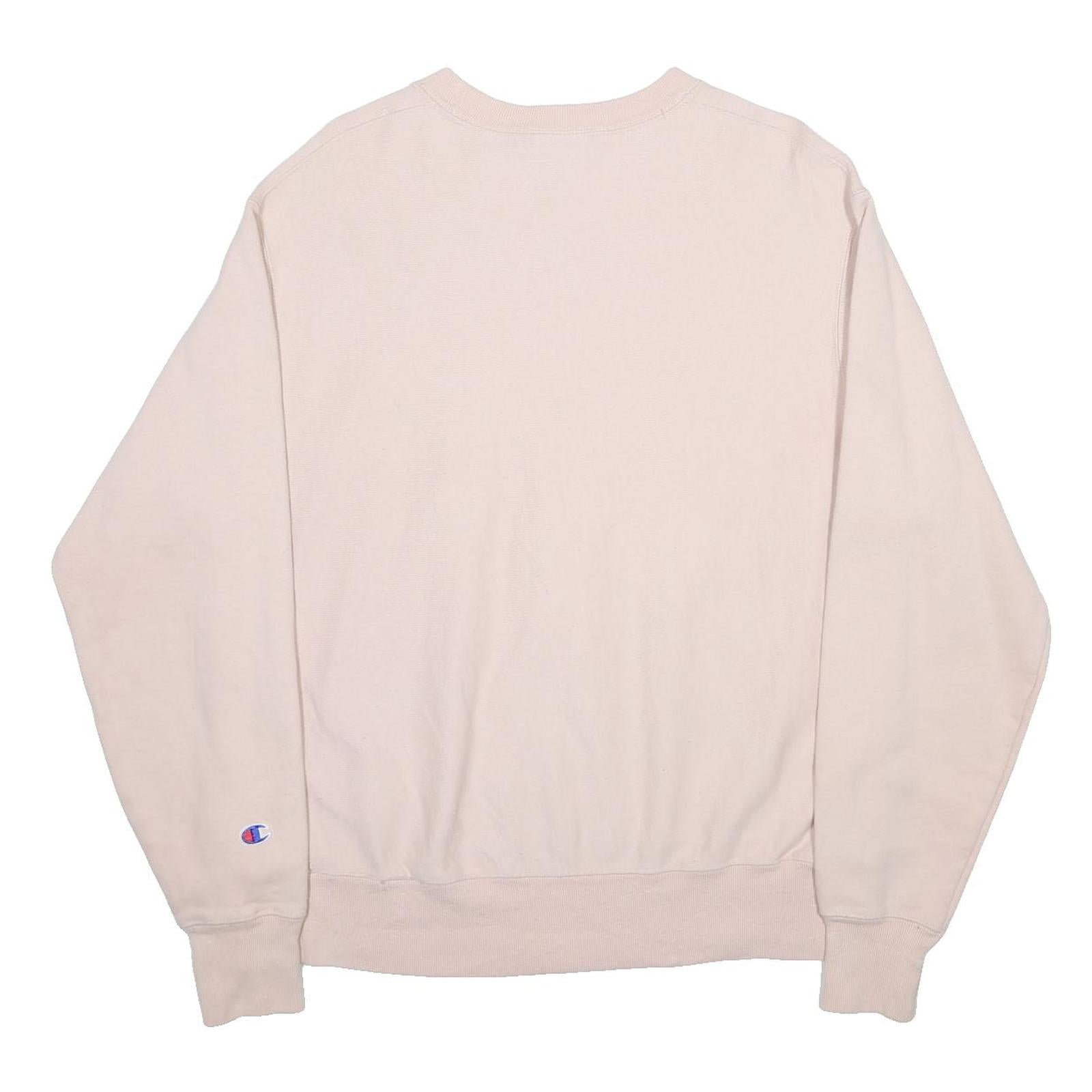 CHAMPION REVERSE WEAVE Mens Cream Sweatshirt M Cotton Blend Classic Logo Crew