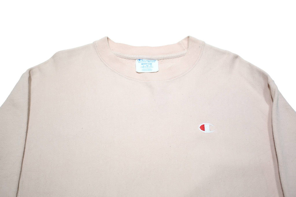 CHAMPION REVERSE WEAVE Mens Cream Sweatshirt M Cotton Blend Classic Logo Crew