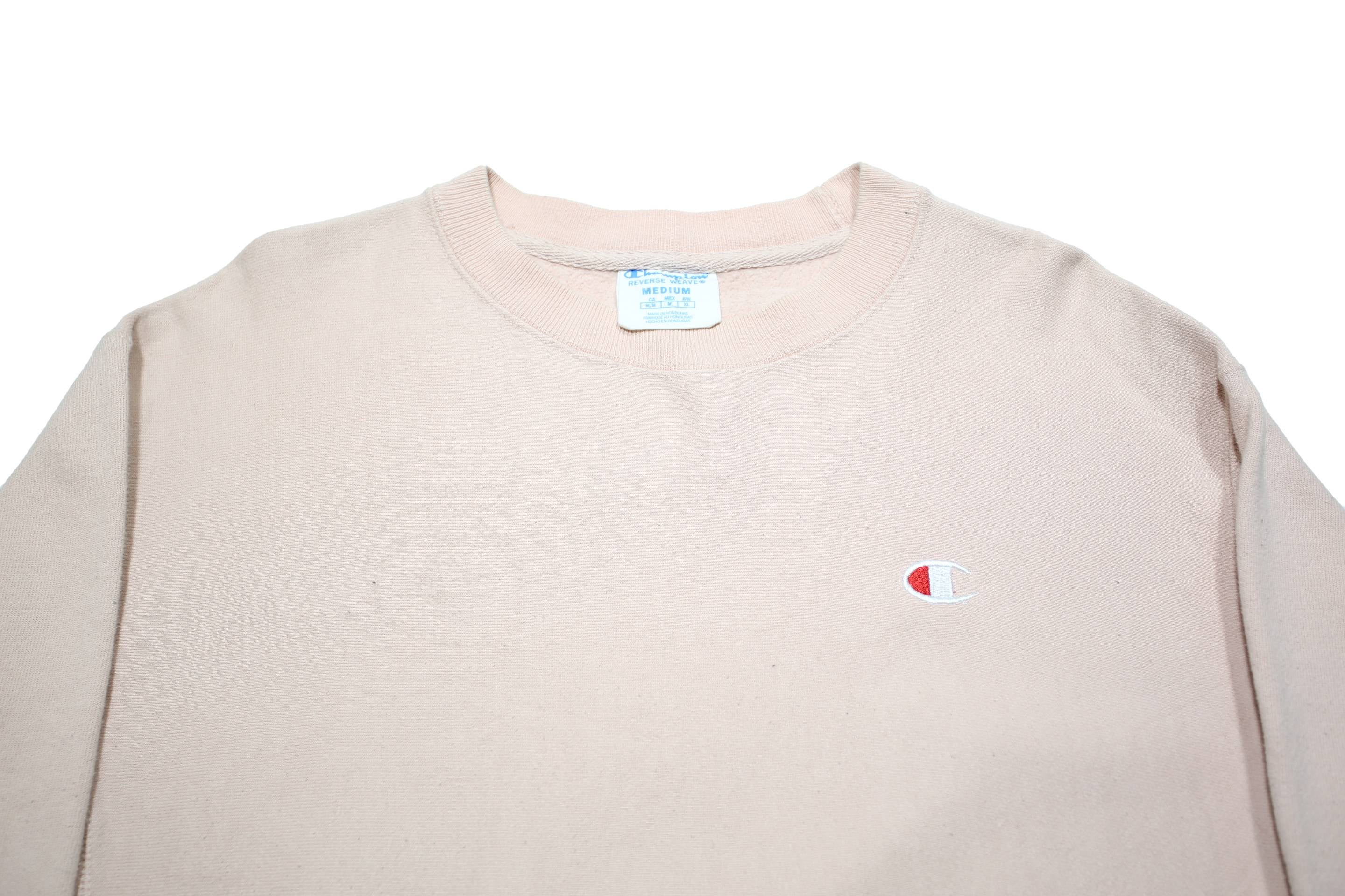 CHAMPION REVERSE WEAVE Mens Cream Sweatshirt M Cotton Blend Classic Logo Crew