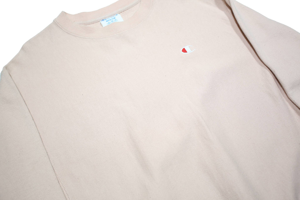 CHAMPION REVERSE WEAVE Mens Cream Sweatshirt M Cotton Blend Classic Logo Crew
