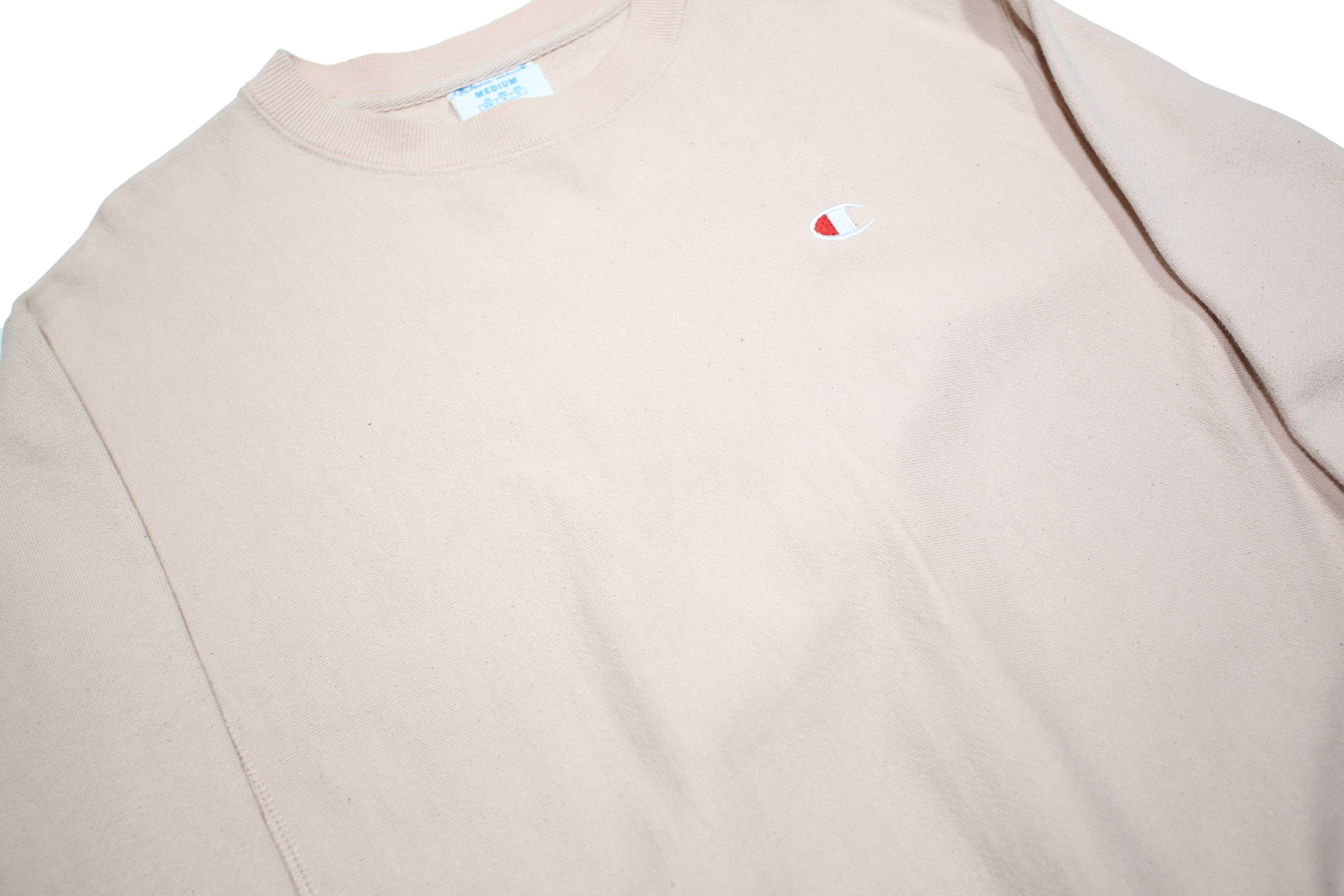 CHAMPION REVERSE WEAVE Mens Cream Sweatshirt M Cotton Blend Classic Logo Crew