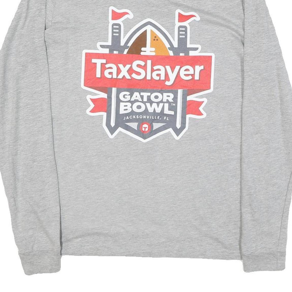 ADIDAS Mens Grey TaxSlayer Gator Bowl Graphic Long Sleeve Crew Neck T-Shirt M