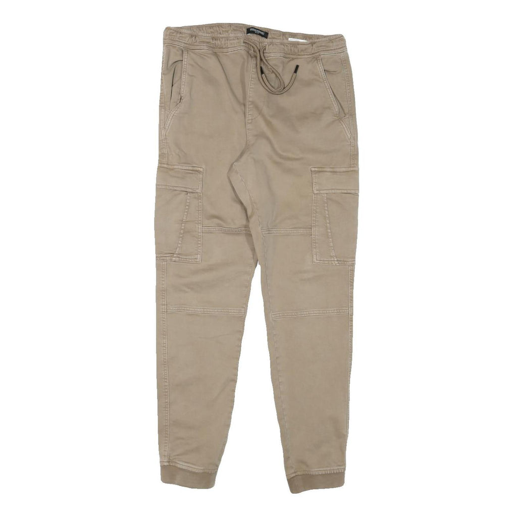 CLOCKHOUSE Mens Slim Beige Cargo Drawstring Trousers W30 L29 Cotton Blend