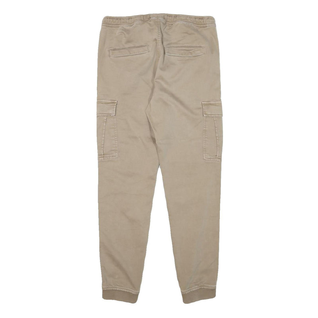 CLOCKHOUSE Mens Slim Beige Cargo Drawstring Trousers W30 L29 Cotton Blend