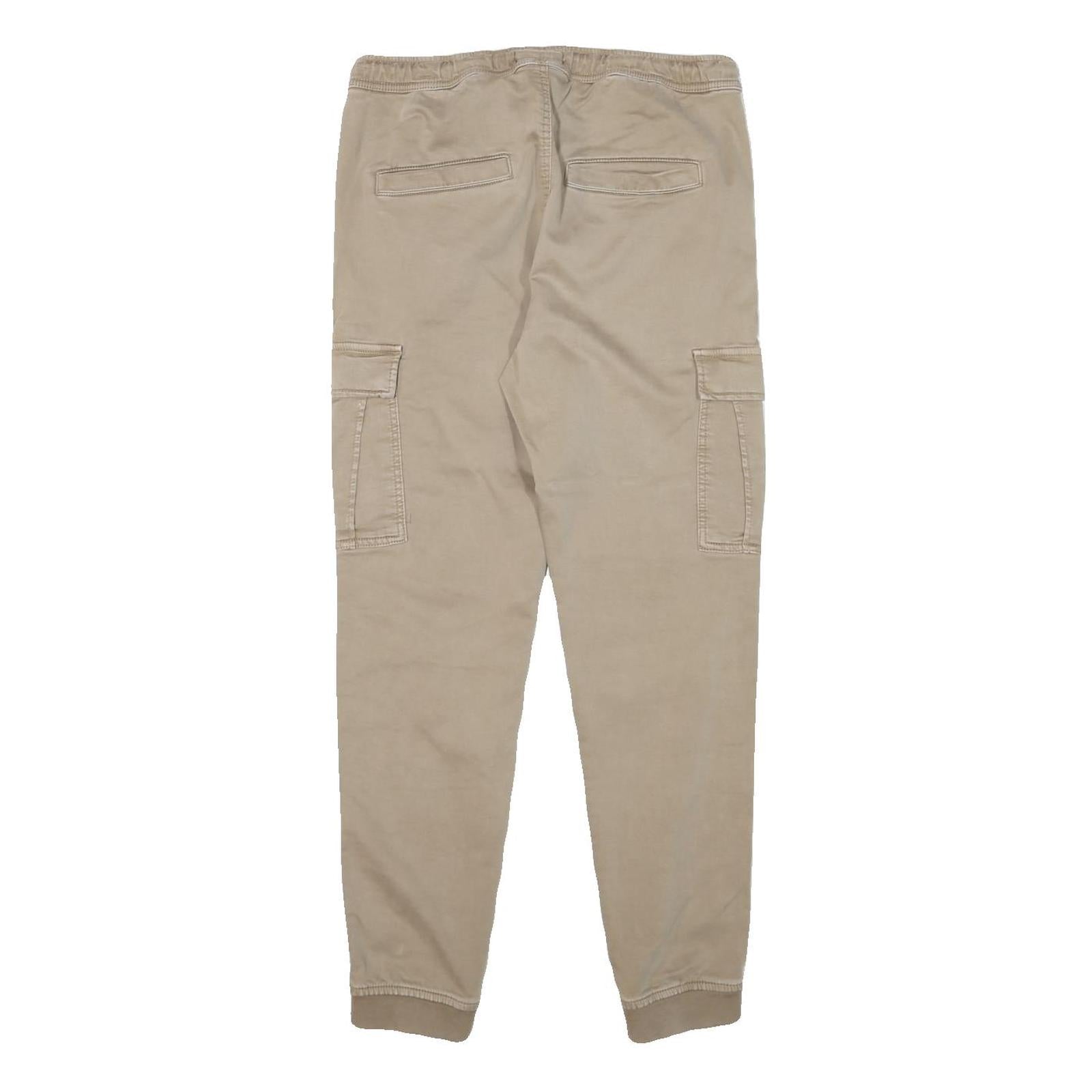 CLOCKHOUSE Mens Slim Beige Cargo Drawstring Trousers W30 L29 Cotton Blend