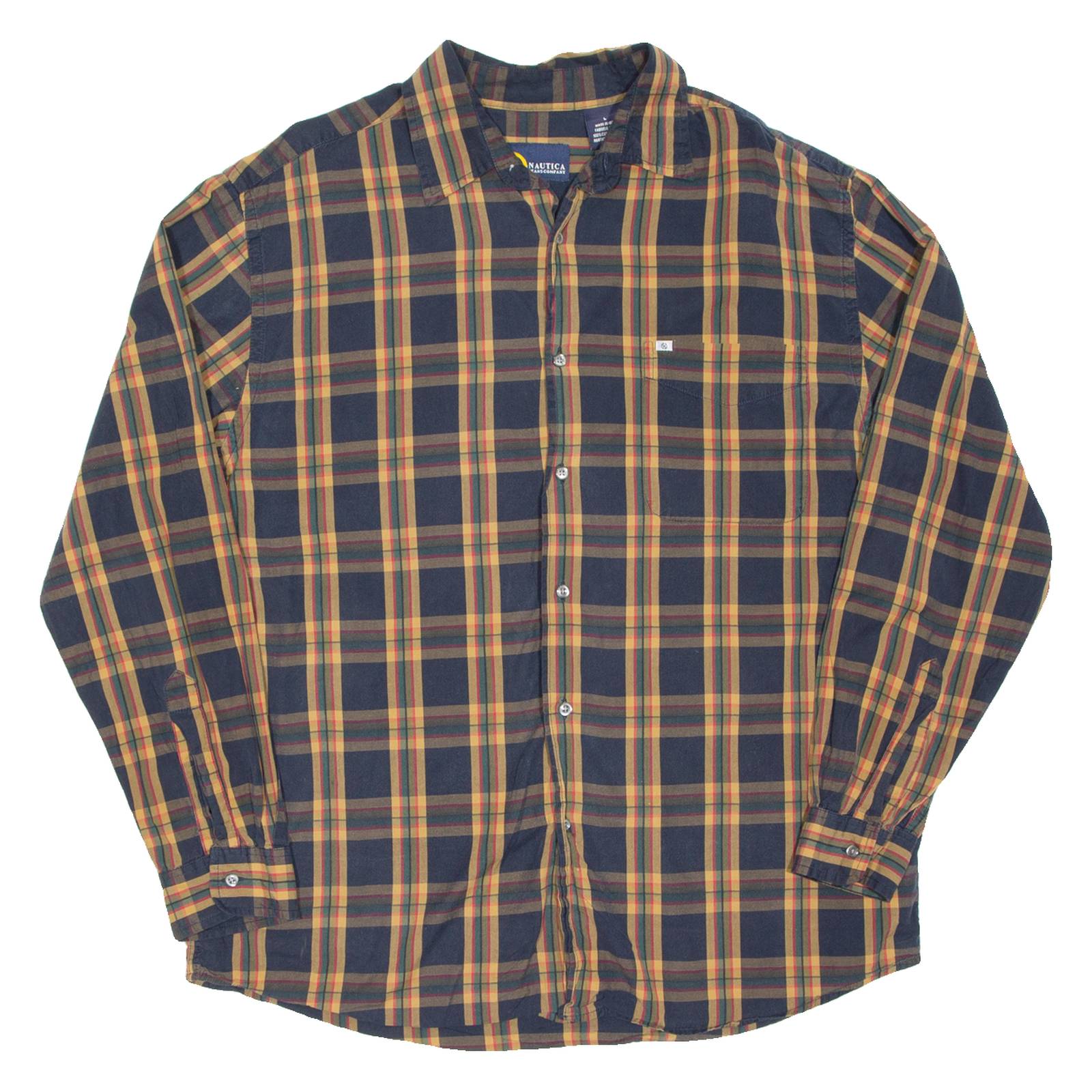 NAUTICA Mens Shirt Blue Check Long Sleeve L