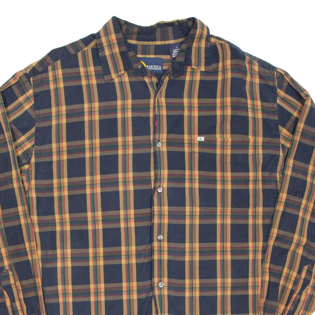NAUTICA Mens Shirt Blue Check Long Sleeve L
