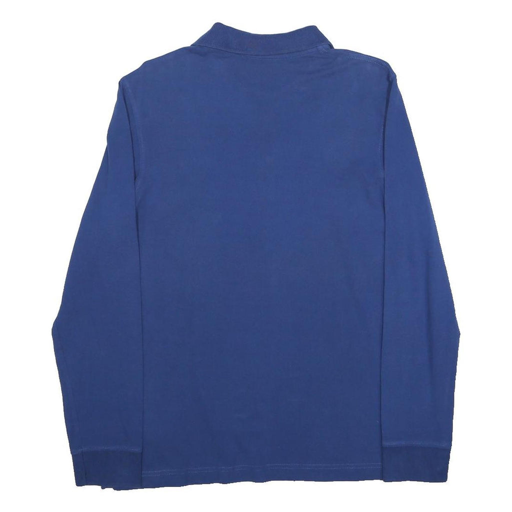 LOTTO Mens Blue Long Sleeve Plain Polo Shirt M Sports Casual Cotton