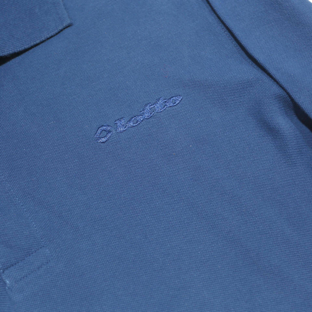 LOTTO Mens Blue Long Sleeve Plain Polo Shirt M Sports Casual Cotton
