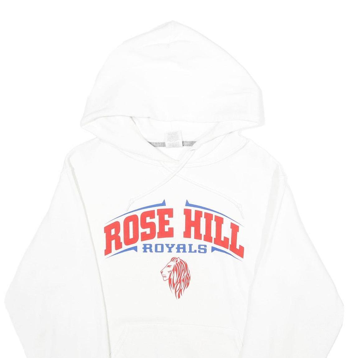 RUSSELL ATHLETIC Mens White Rose Hill Royals Pullover Hoodie S Printed Cotton