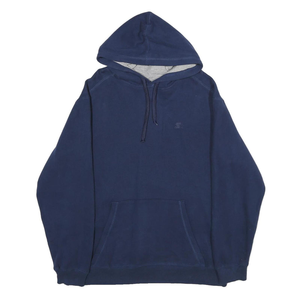 STARTER Mens Navy Blue Hoodie L Cotton Blend Pullover Casual