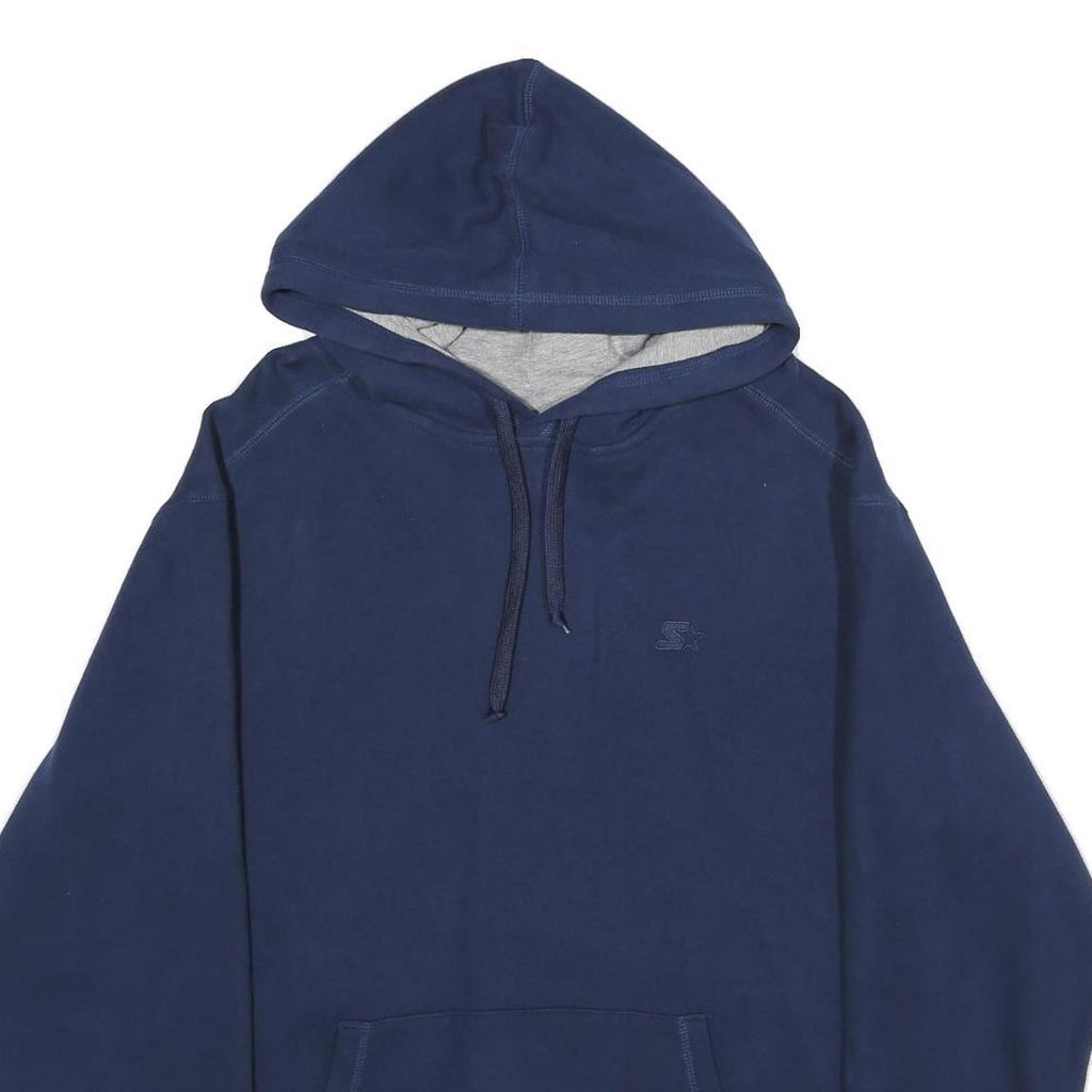 STARTER Mens Navy Blue Hoodie L Cotton Blend Pullover Casual