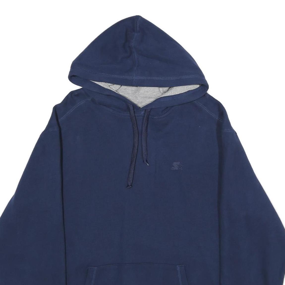 STARTER Mens Navy Blue Hoodie L Cotton Blend Pullover Casual
