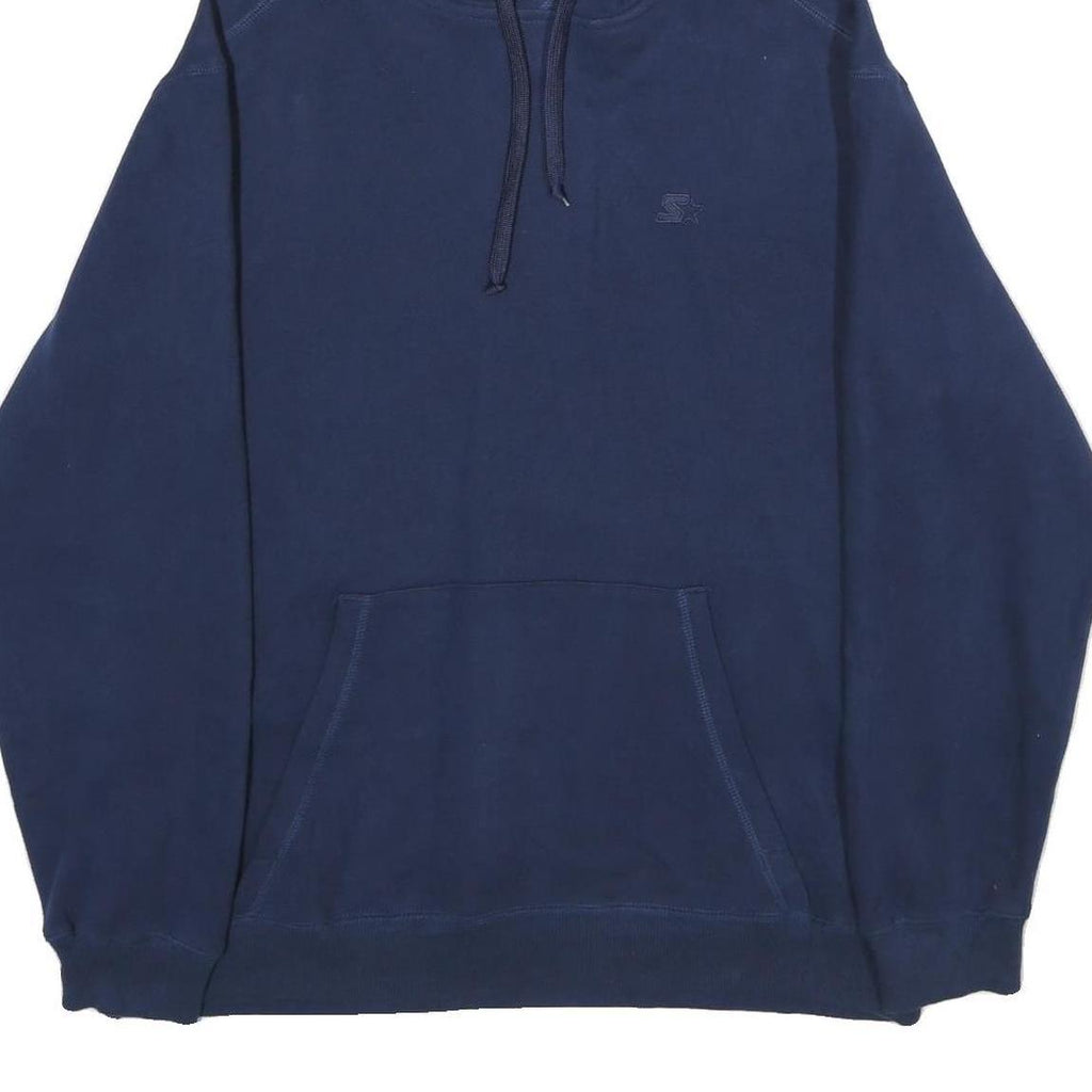 STARTER Mens Navy Blue Hoodie L Cotton Blend Pullover Casual