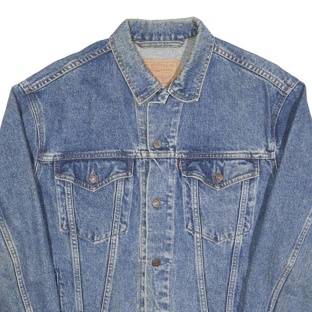 LEVI'S Mens Blue Denim Jacket S Cotton Blend Classic Button Closure Vintage
